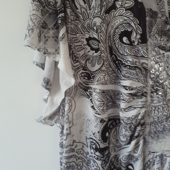 One World Tunic Top Sz L Ruffles Bling - Picture 4 of 8